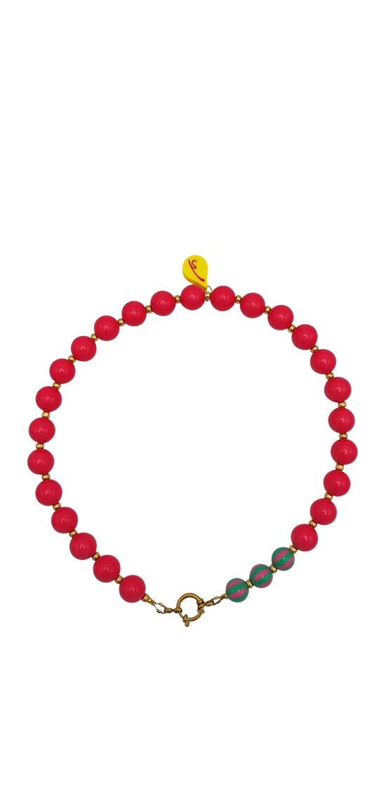 La Khiara - Bubble gum hals ketting - P I N K
